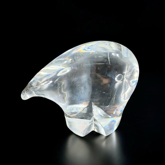 Spode Clear Crystal Figural Polar Bear Paperweight Figurine Signed Small Figure - Picture 1 of 11
